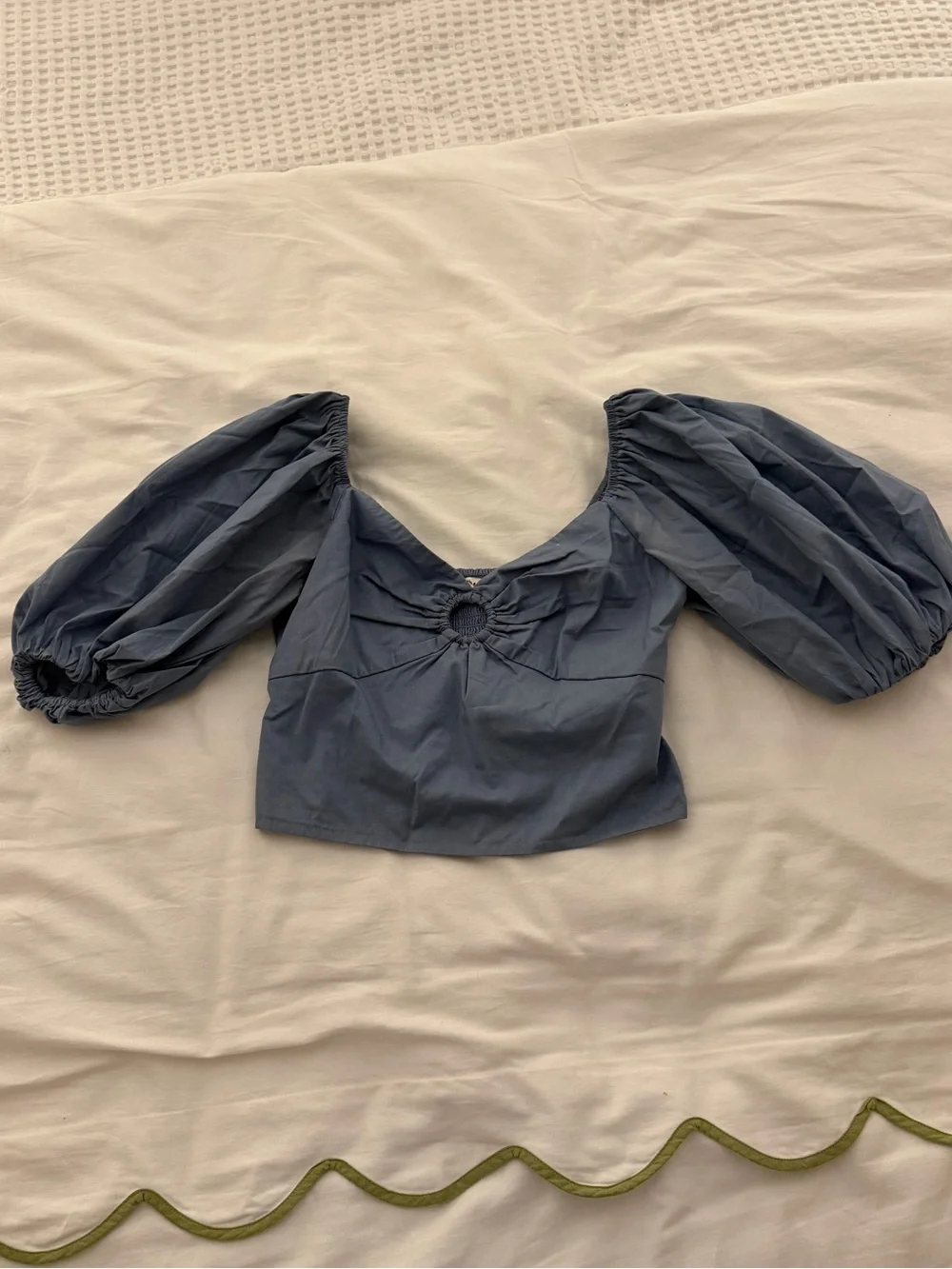 Abercrombie & Fitch Blue Puff-Sleeve Top